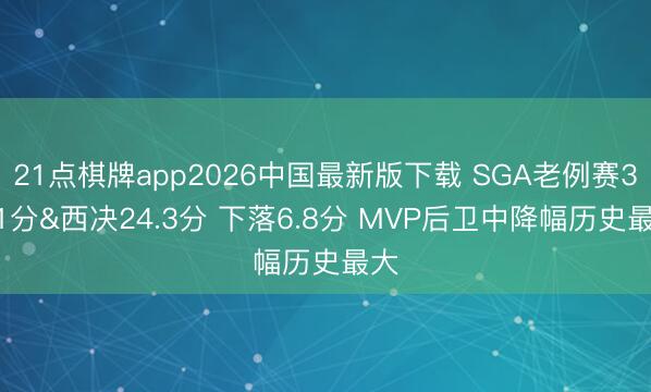 21点棋牌app2026中国最新版下载 SGA老例赛31.1分&西决24.3分 下落6.8分 MVP后卫中降幅历史最大